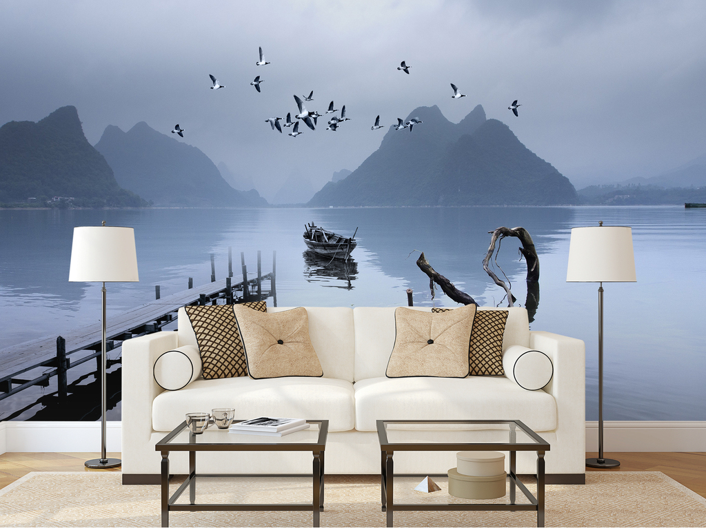 新中式意境山水风景客厅背景墙装饰画