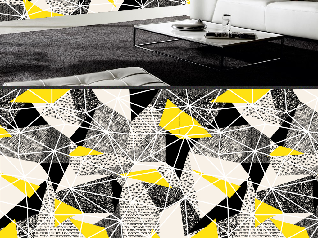 北欧简约个性抽象几何线条壁画电视背景墙