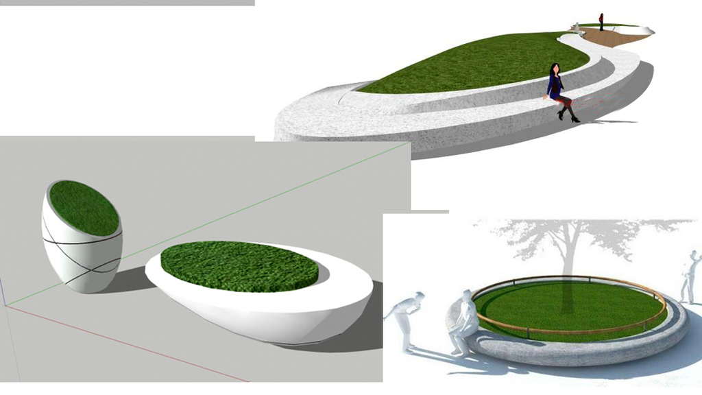 精選異形樹池花池座椅su模型