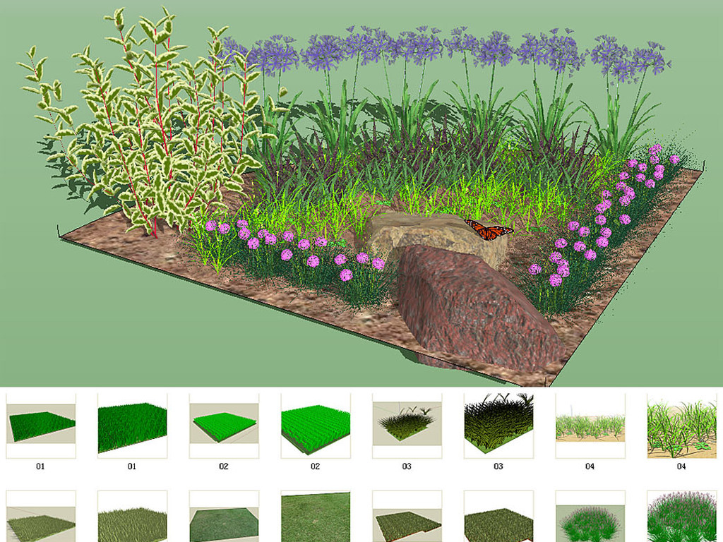 精選22款綠化植被草坪草地竹林su模型設計圖下載(圖片34.