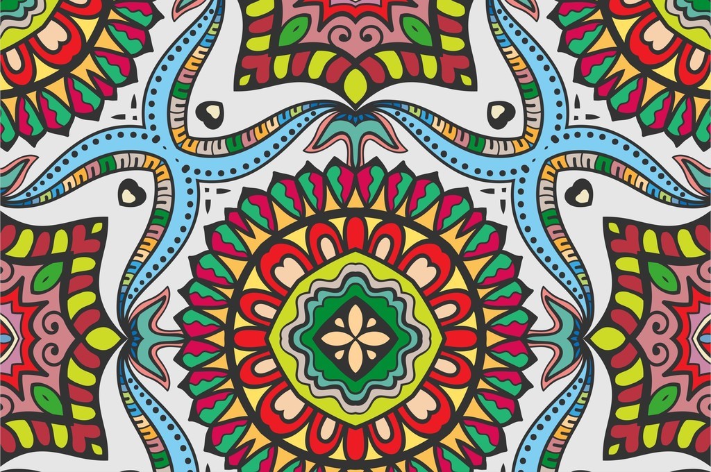 传统花卉图案宫殿风巴洛克面料印花循环图案