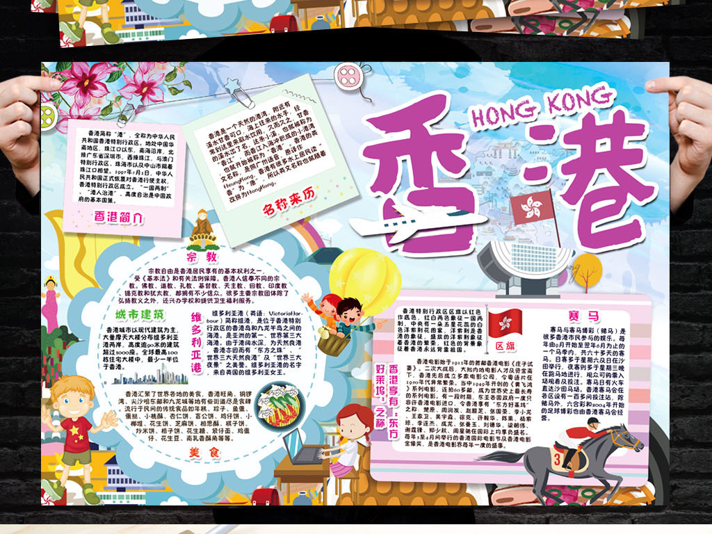 手抄报|小报 学科手抄报 地理手抄报 > 香港回归小报城市家乡旅游地理
