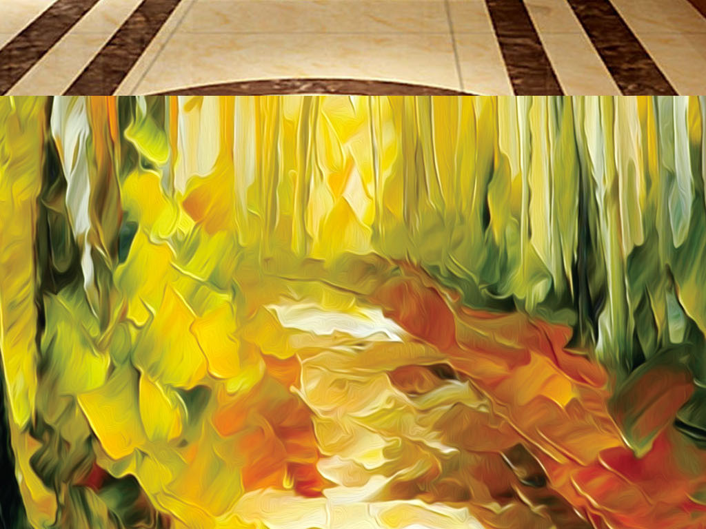 3d立体水彩抽象风景画油画背景墙