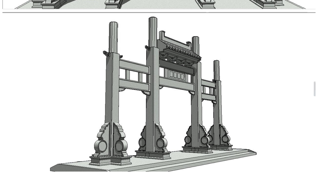 中式风格仿古建筑牌坊su模型素材