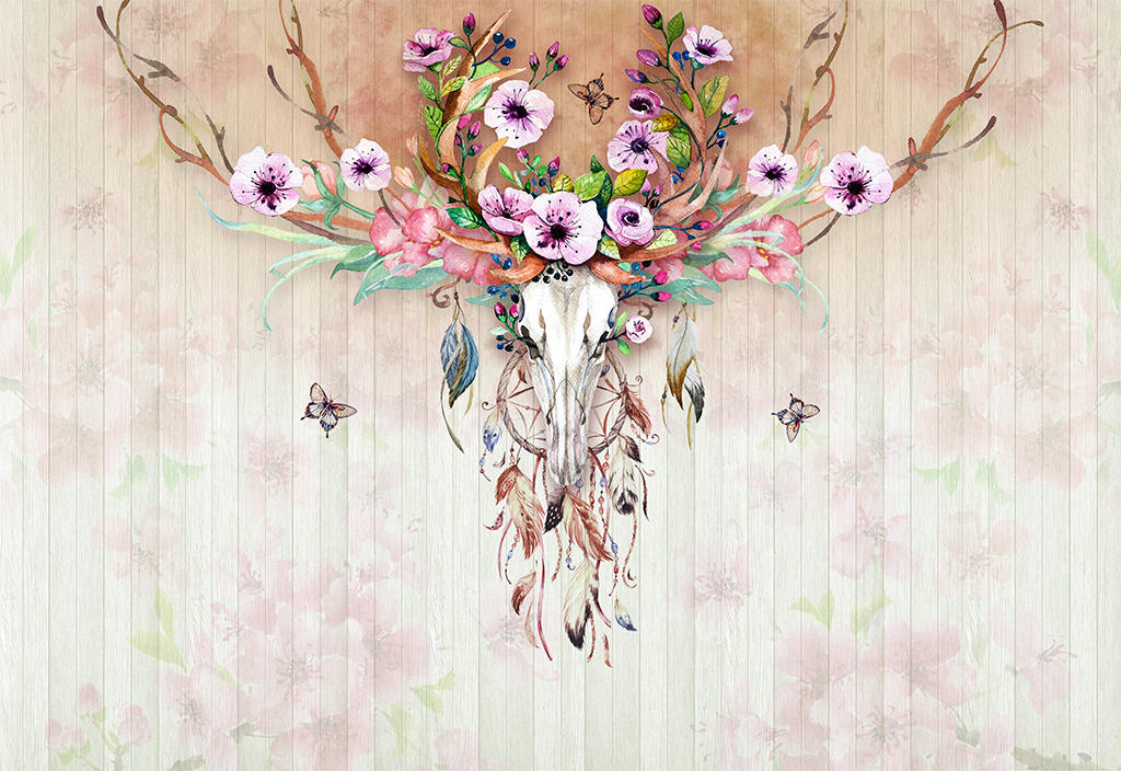 鹿头鹿角背景墙