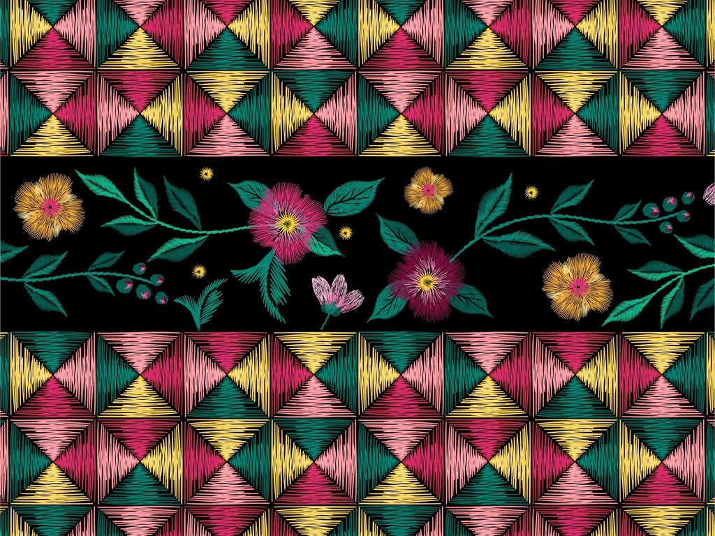 几何图形格纹图案印花植物花卉印花