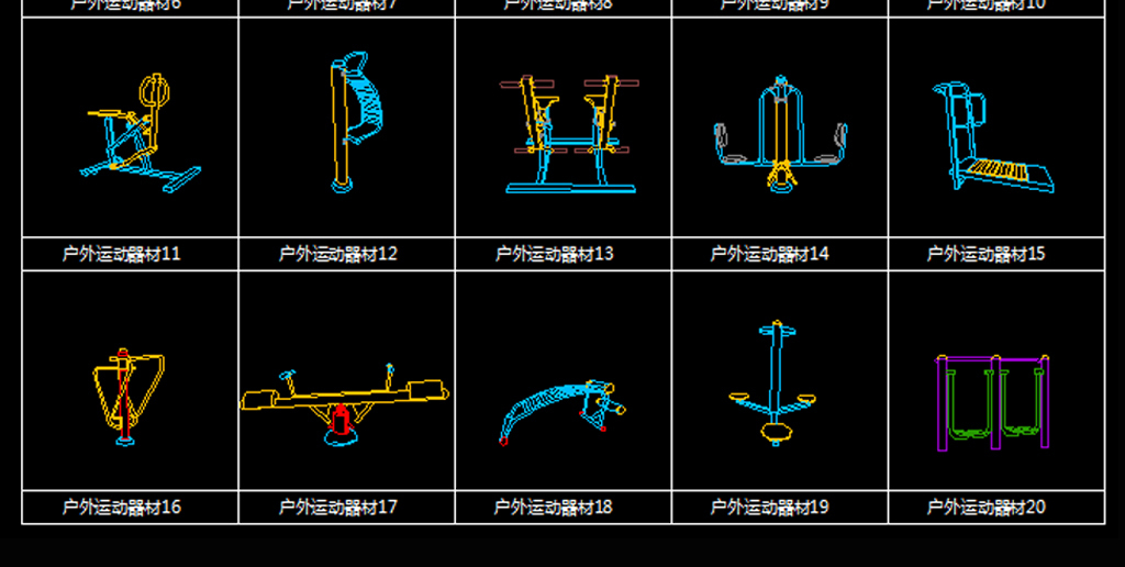 户外运动器材cad图块立面图5