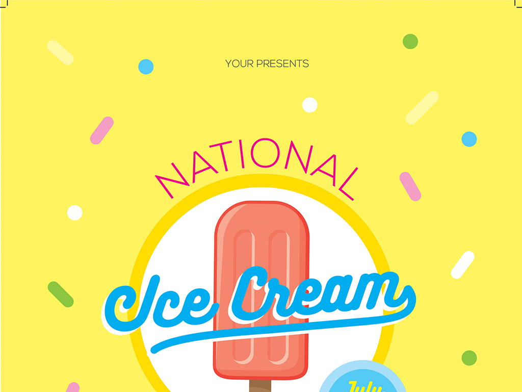两色系简约手绘夏日冰淇淋派对ps创意海报
