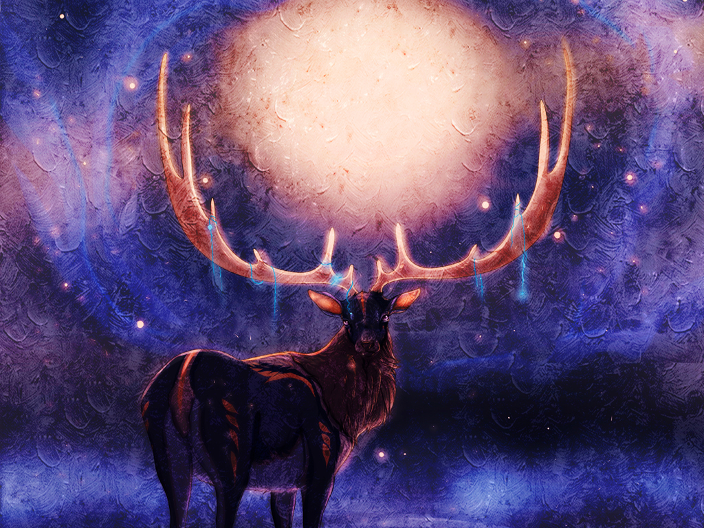 北欧手绘油画立体吊灯麋鹿背景墙装饰画