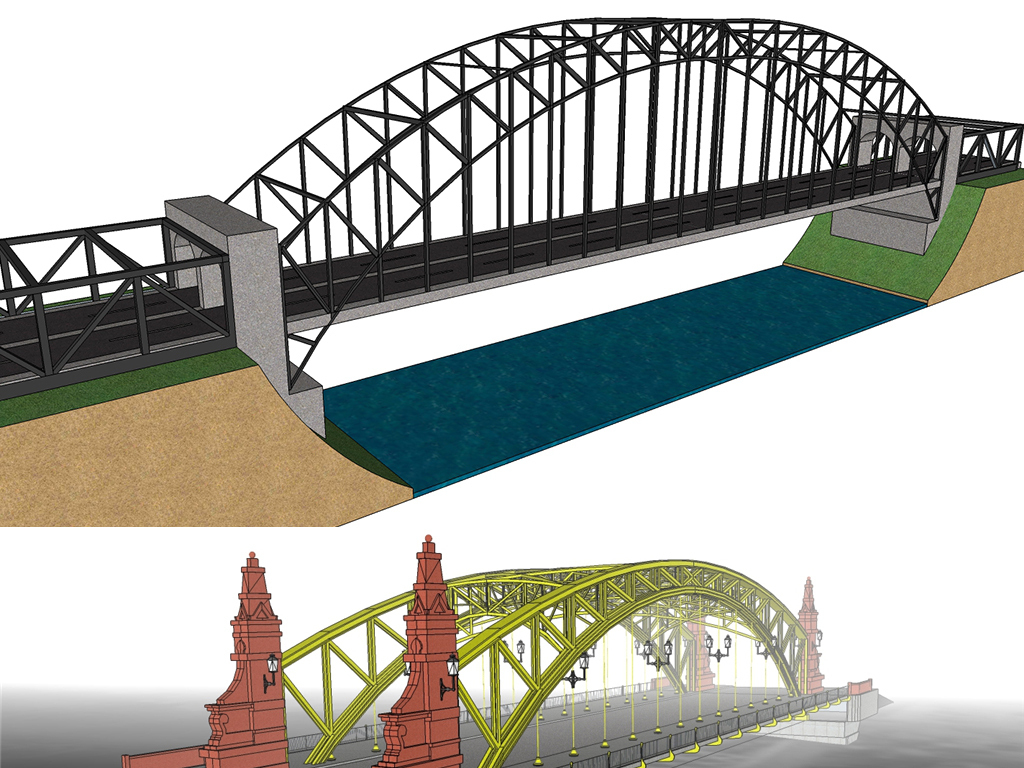 各种欧式现代铁拉大桥铁拉桥su模型设计图下载(图片37.