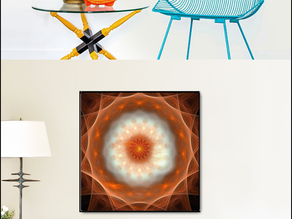 北欧高清几何唯美科技光束现代装饰画无框画