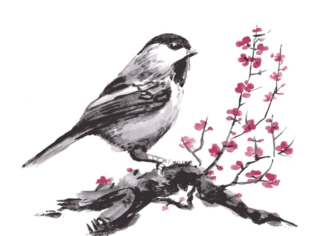 矢量图ai中国风水墨花卉