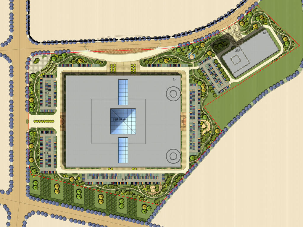 小区景观规划psd分层彩色平面图