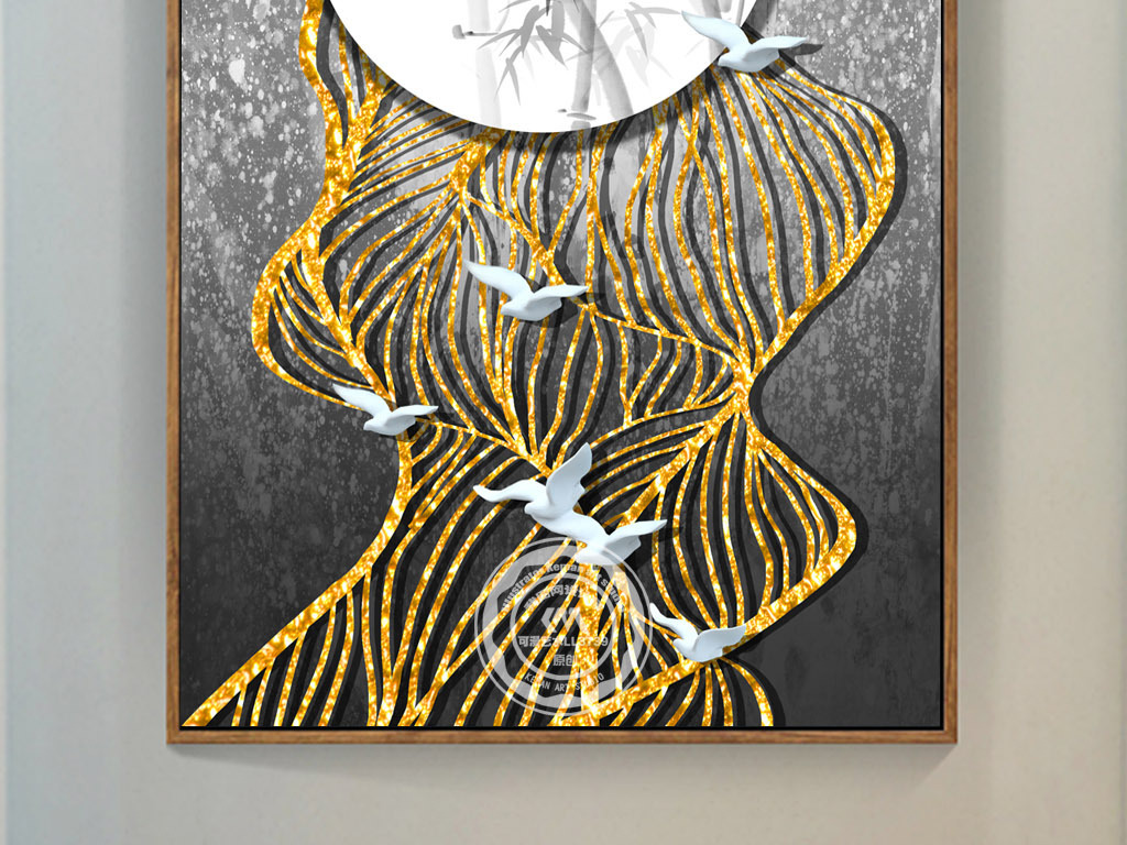 新中式抽象线条意境山水玄关装饰画图片设计素材_高清psd模板下载(84.