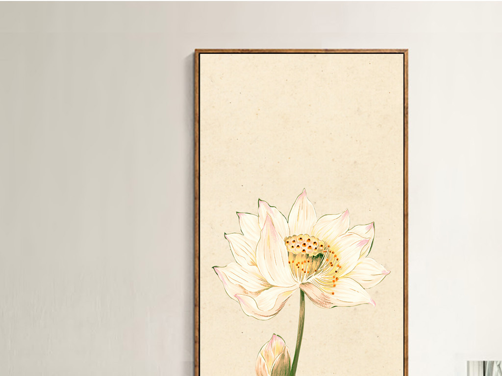 荷花手绘装饰画玄关背景(图片编号:16831214)_中国风无框画_我图网