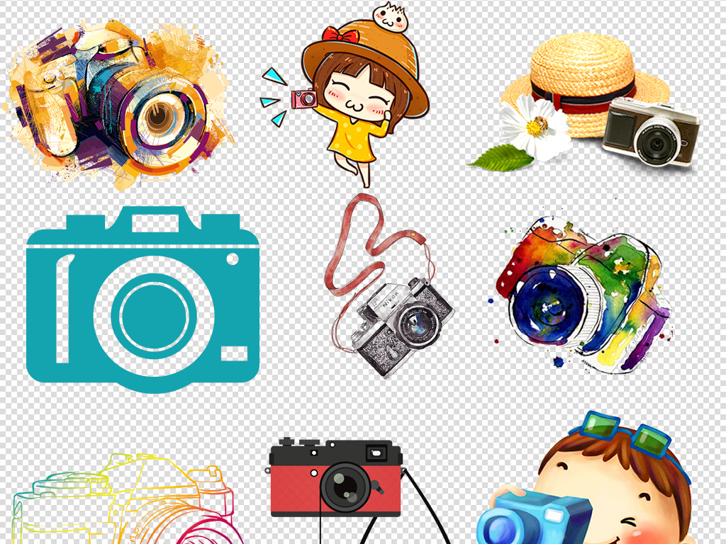 相机照相镜头卡通素材