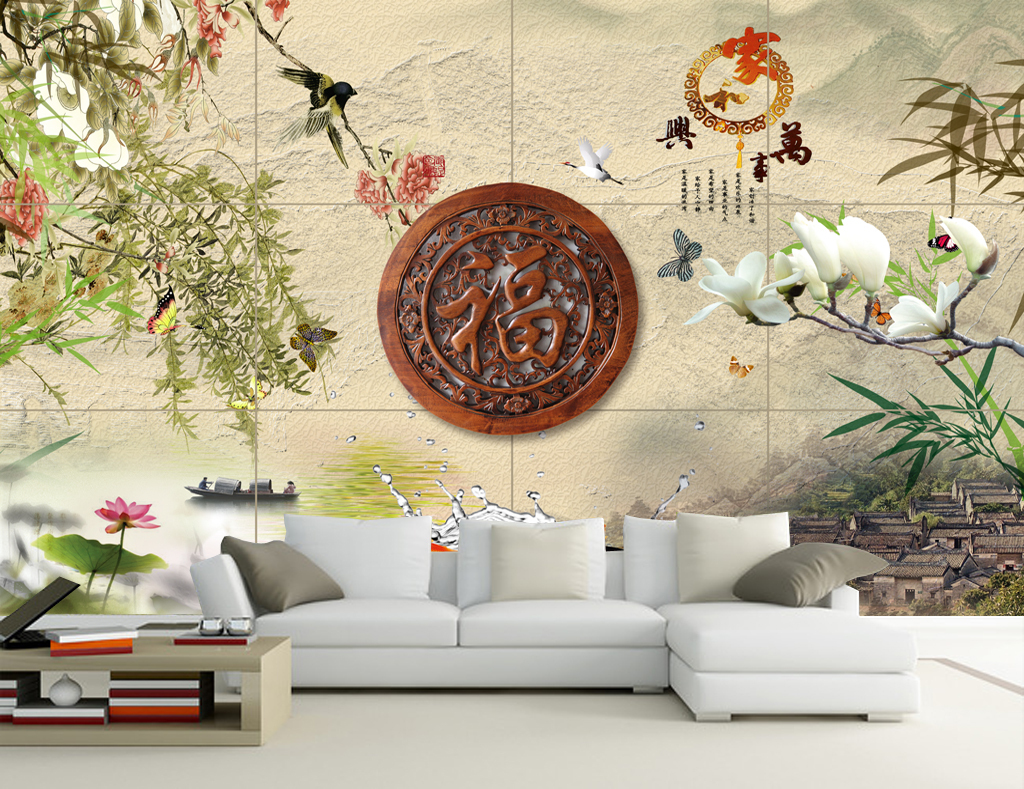 16880092)_中式电视背景墙_我图网