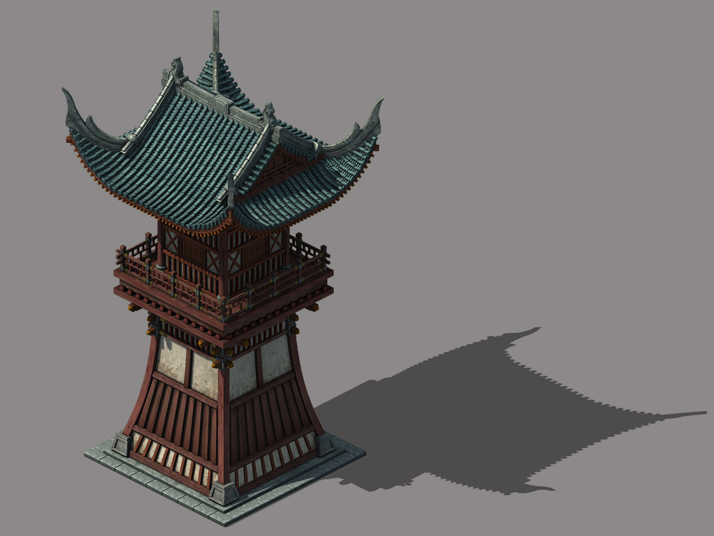 3d古代哨塔防御塔游戏军事建筑塔楼素材