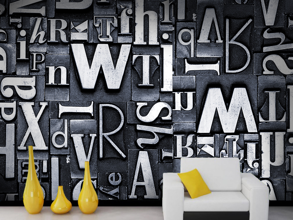 复古字母背景墙艺术字母铁艺背景