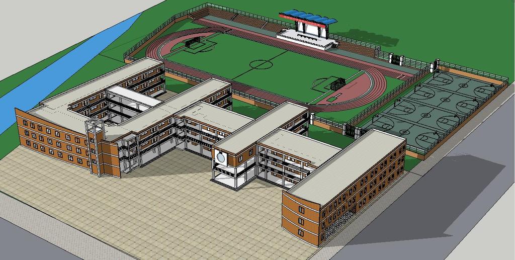 校园建筑su模型素材