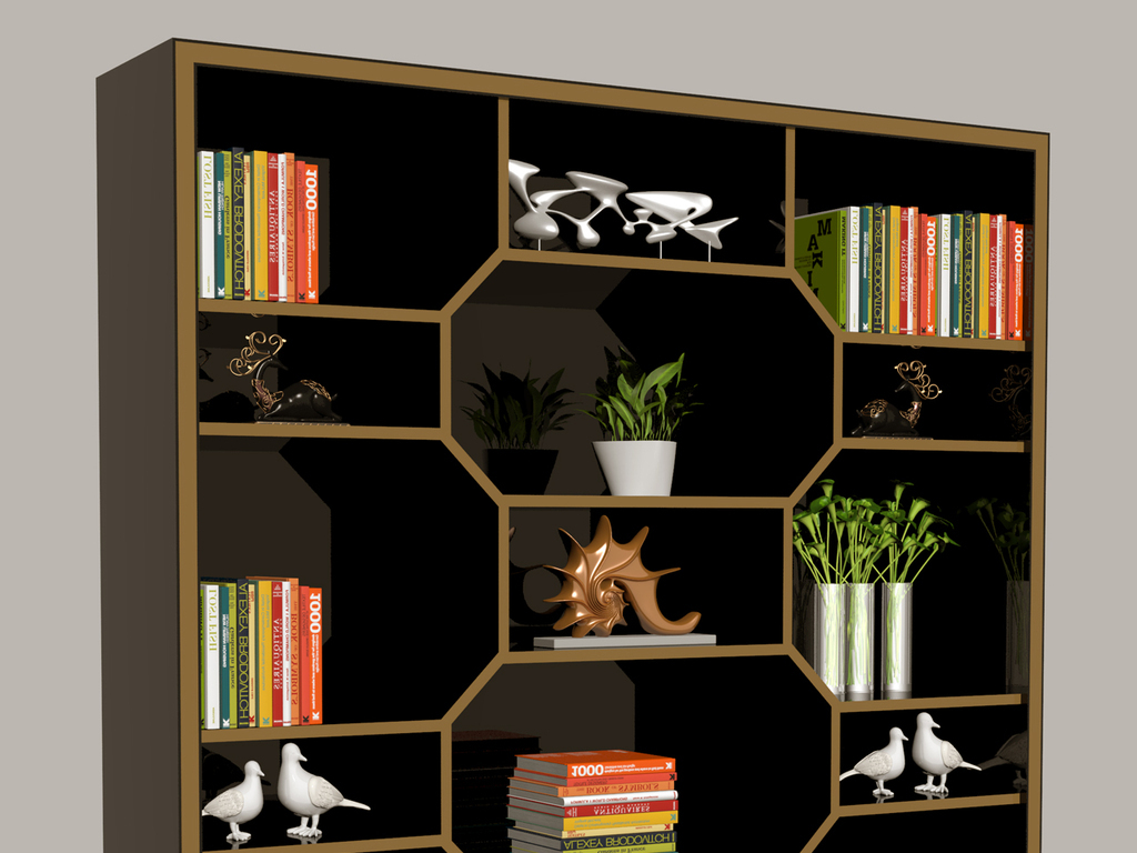 新中式书柜模型下载图片下载max素材-柜子-我图网