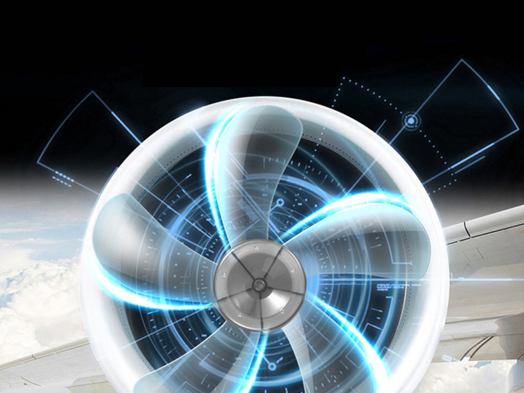 蓝色点光炫光高科技感五叶旋转风扇高清大图