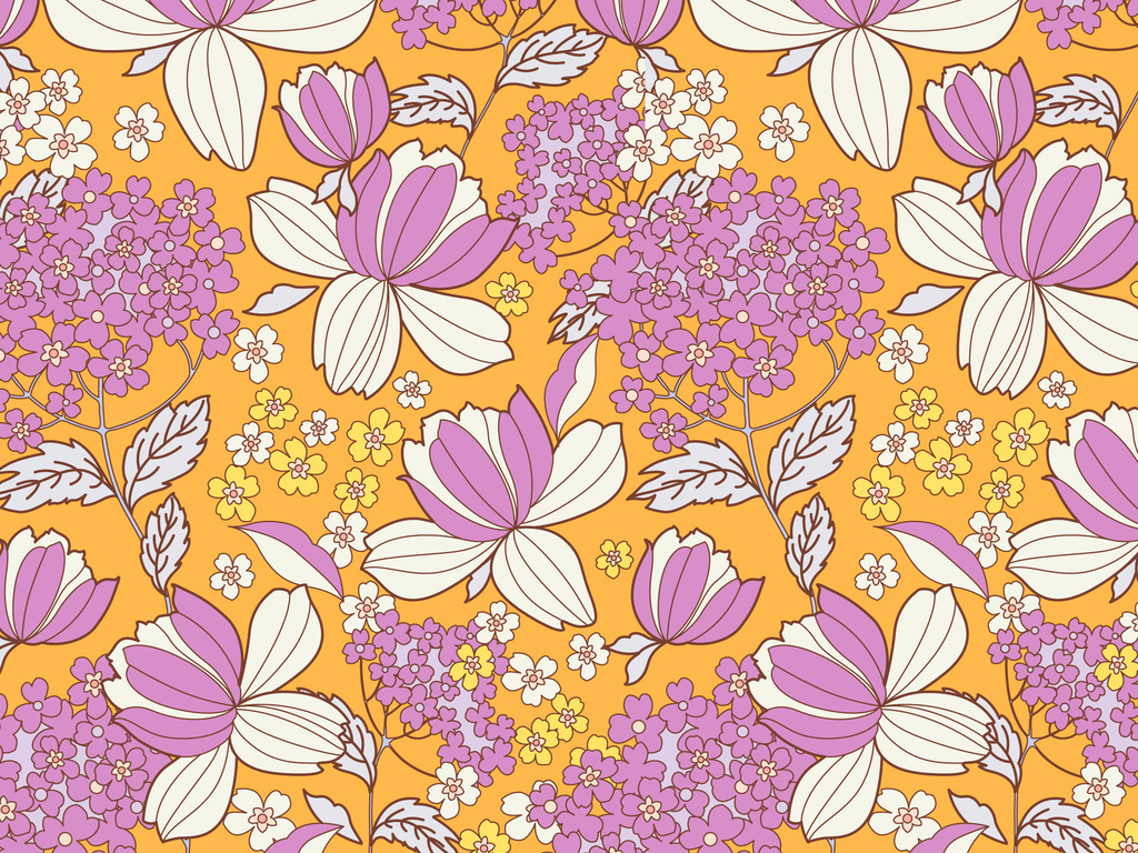 矢量图大花卉花纹印花图案