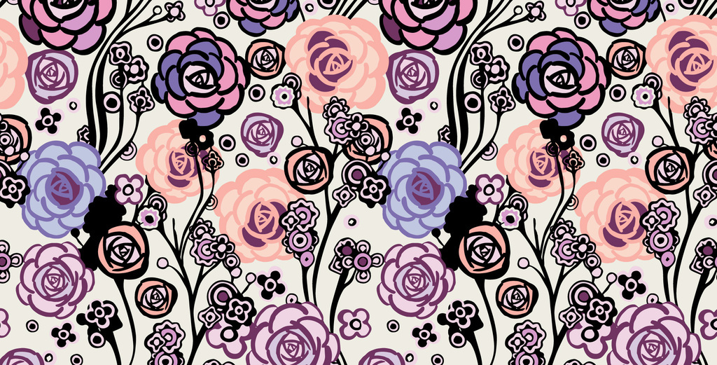 矢量图大花卉花纹印花图案