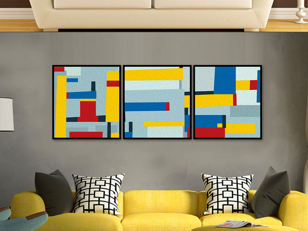 北欧现代简约抽象色块彩色酒店装饰画(图片编号:17008417)_抽象图案无