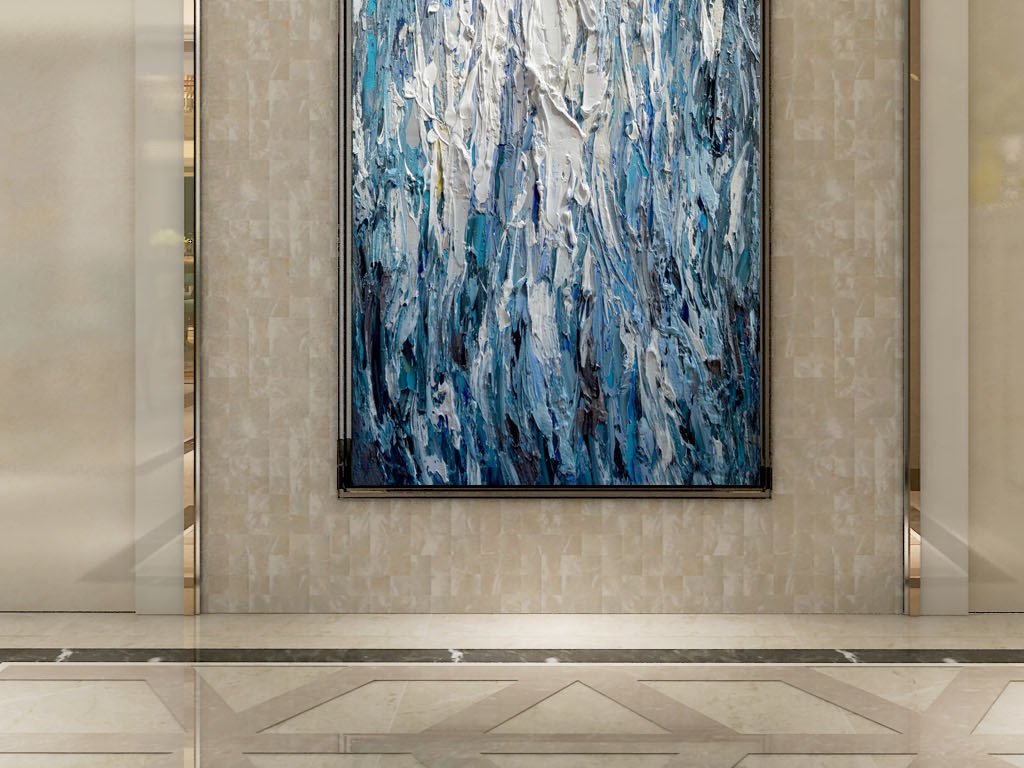 高清立体抽象色块油画艺术玄关