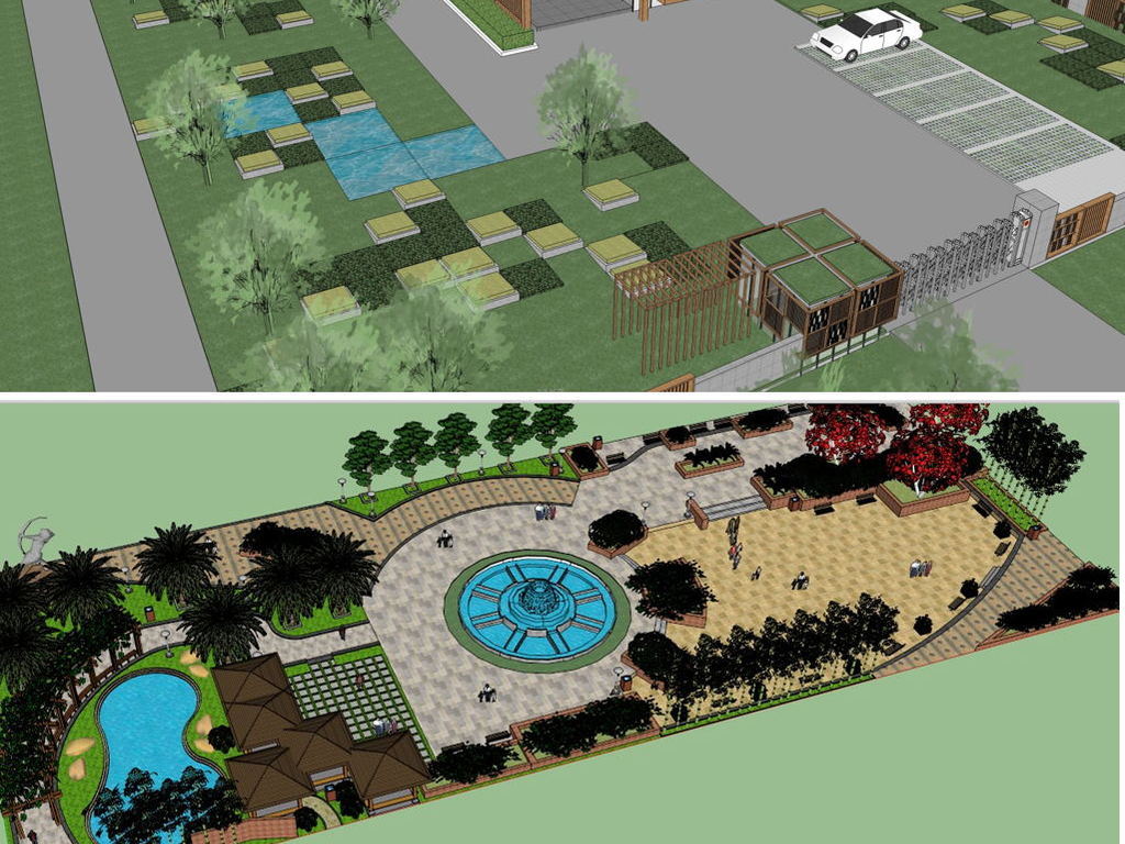 公园市民广场设计su模型