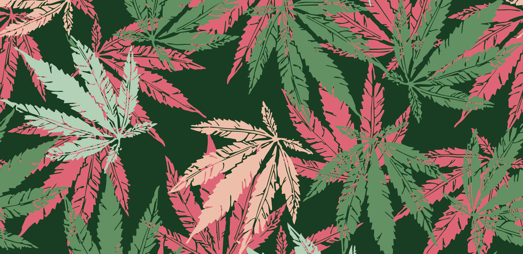 手绘椰子叶子无缝印花图案