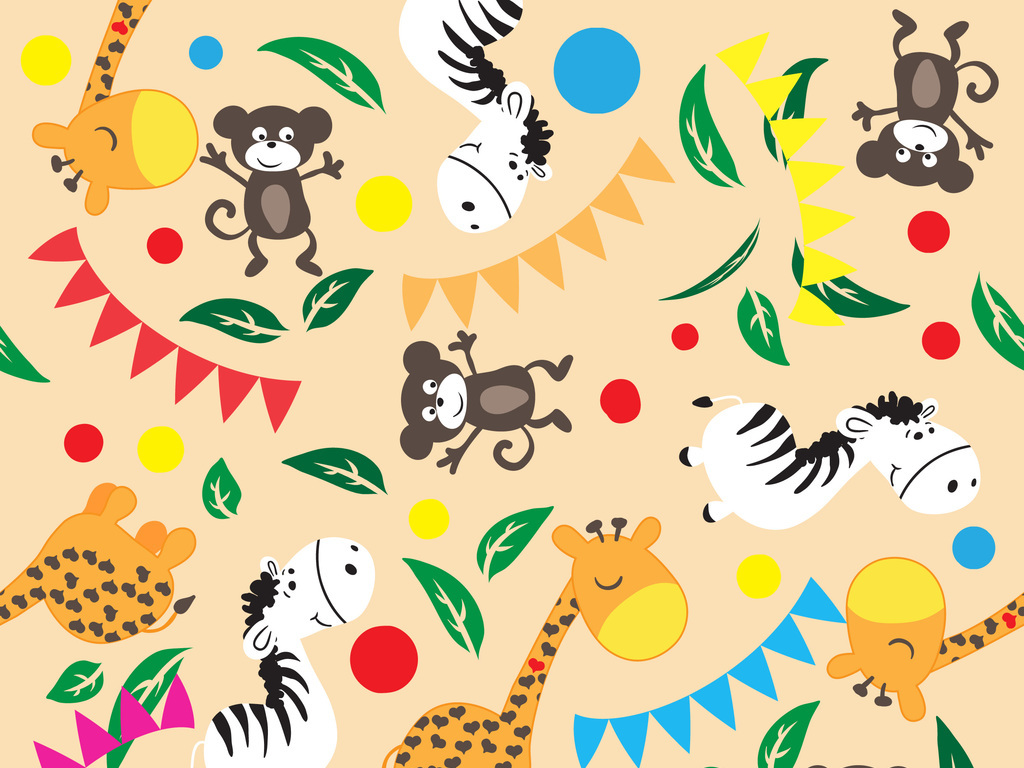 产品图案设计 服装/配饰印花图案 卡通图案 > 各种卡通动物无缝印花