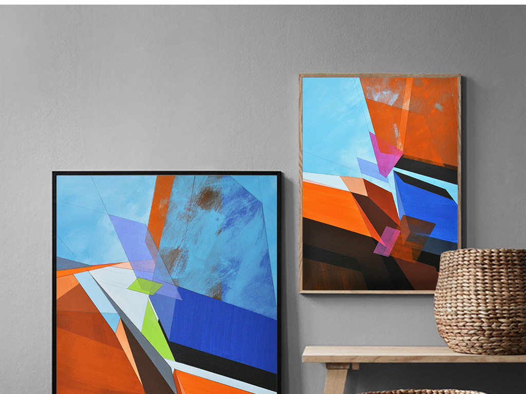 色块抽象装饰画夸张颜色块油画