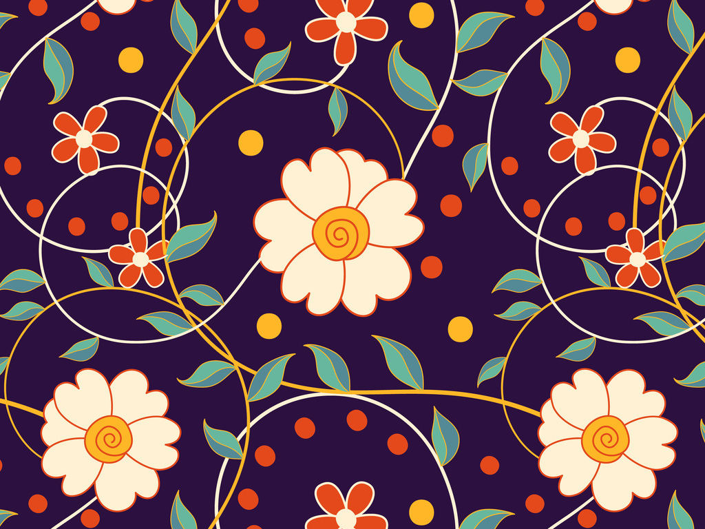 清新植物小花无缝印花图案