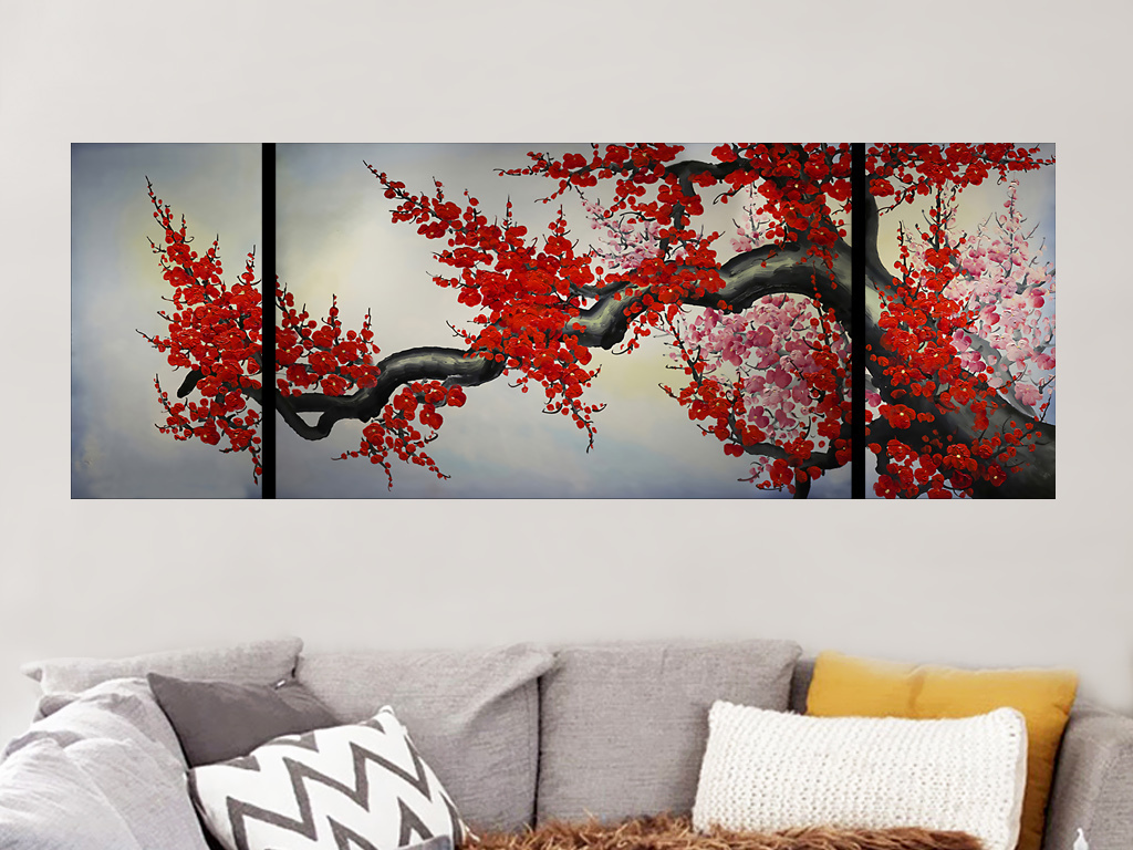 中国风手绘国画梅花无框画装饰画