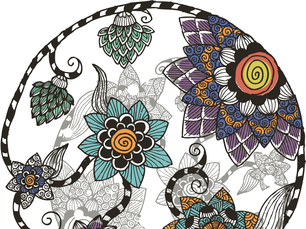 产品图案设计 t恤图案 植物花卉图案 > 植物花纹服装印花图案 素材