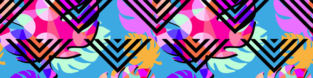 几何菱形抽象热带植物立体无缝印花