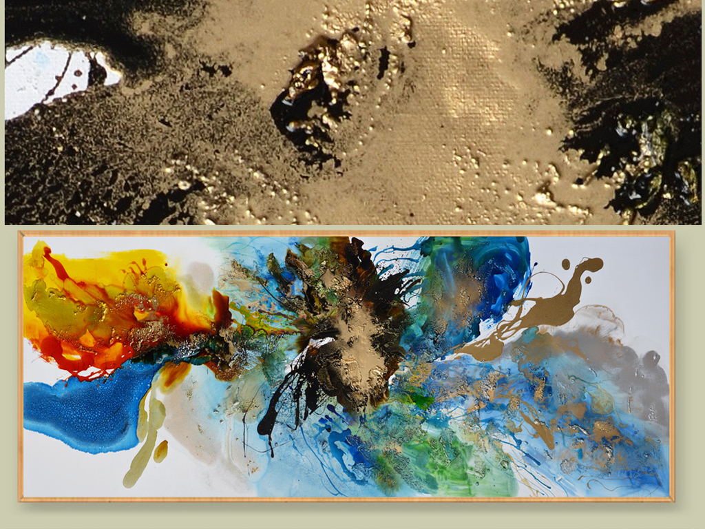 独家新款泼墨现代抽象装饰组合油画