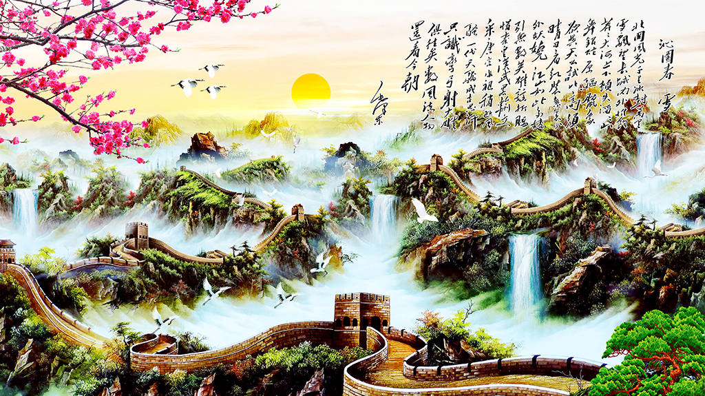 沁园春雪万里长城中堂画
