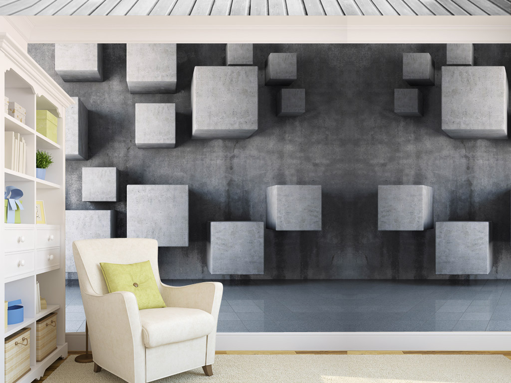 立体3d延伸空间突出的石头墙纸背景墙壁画