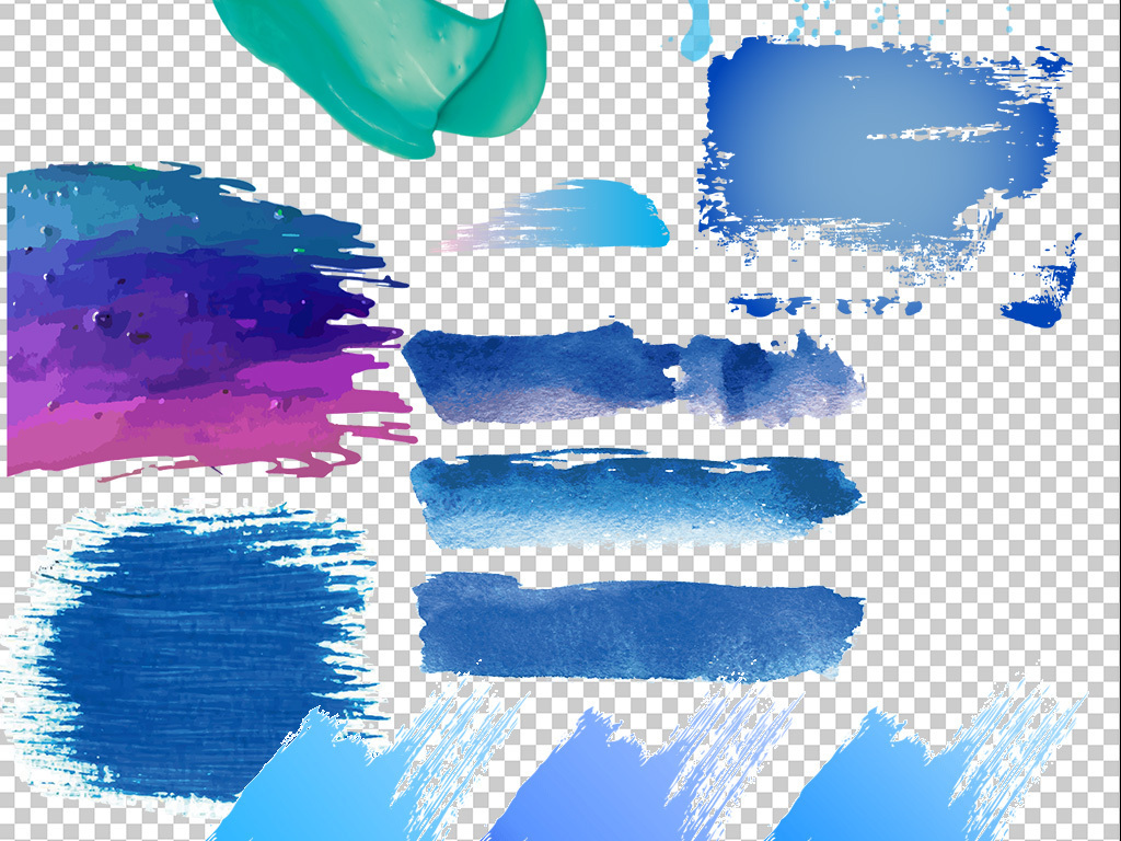 67款ps墨迹笔刷彩色笔刷毛笔笔刷水墨笔触png素材