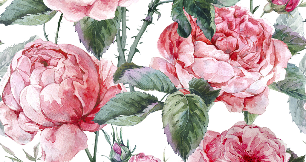 新款手绘大花无缝服装印花图案