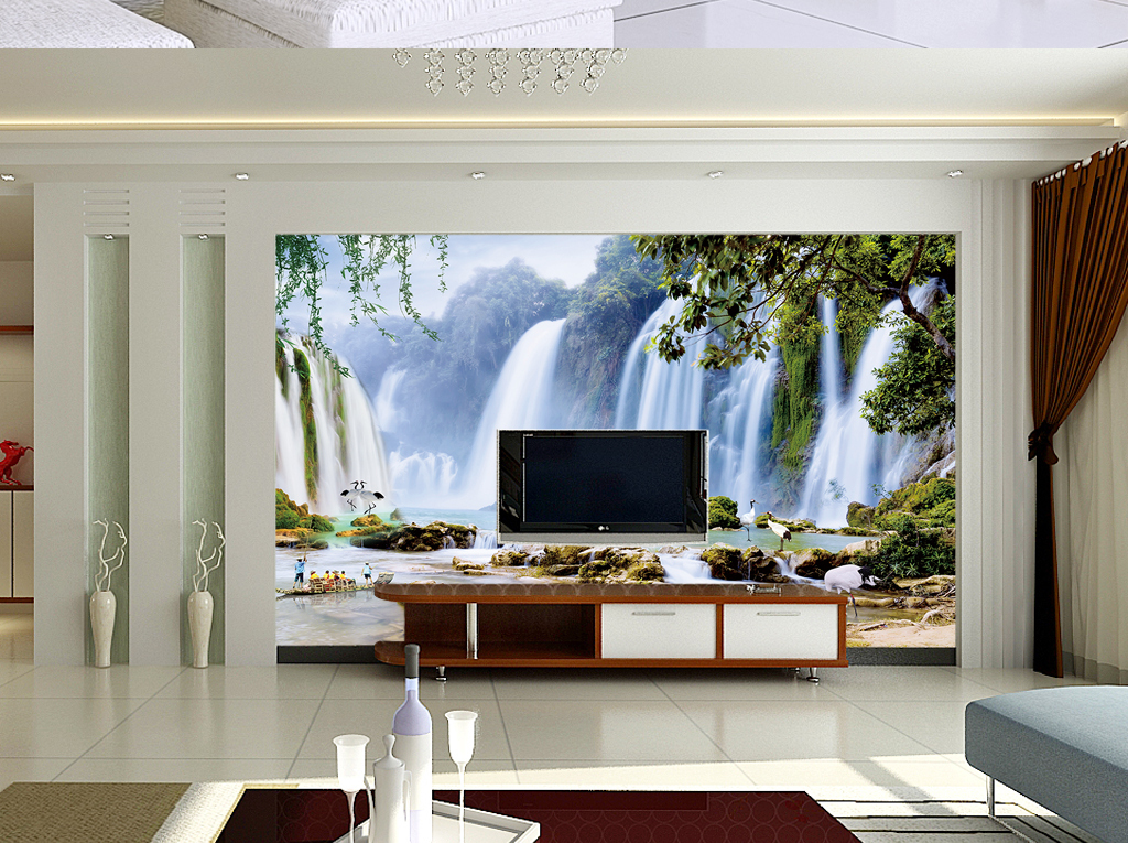 背景墙 电视背景墙 3d电视背景墙 > 瀑布风景画背景墙 素材图片参数