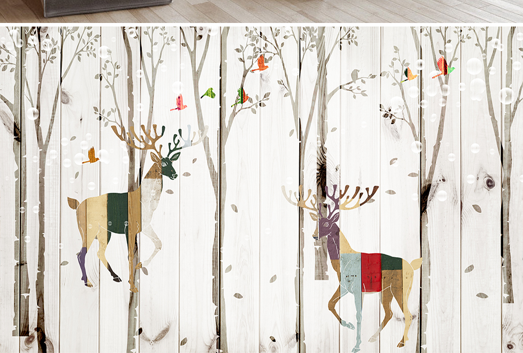 木纹麋鹿北欧背景墙图片设计素材_高清psd模板下载(292.