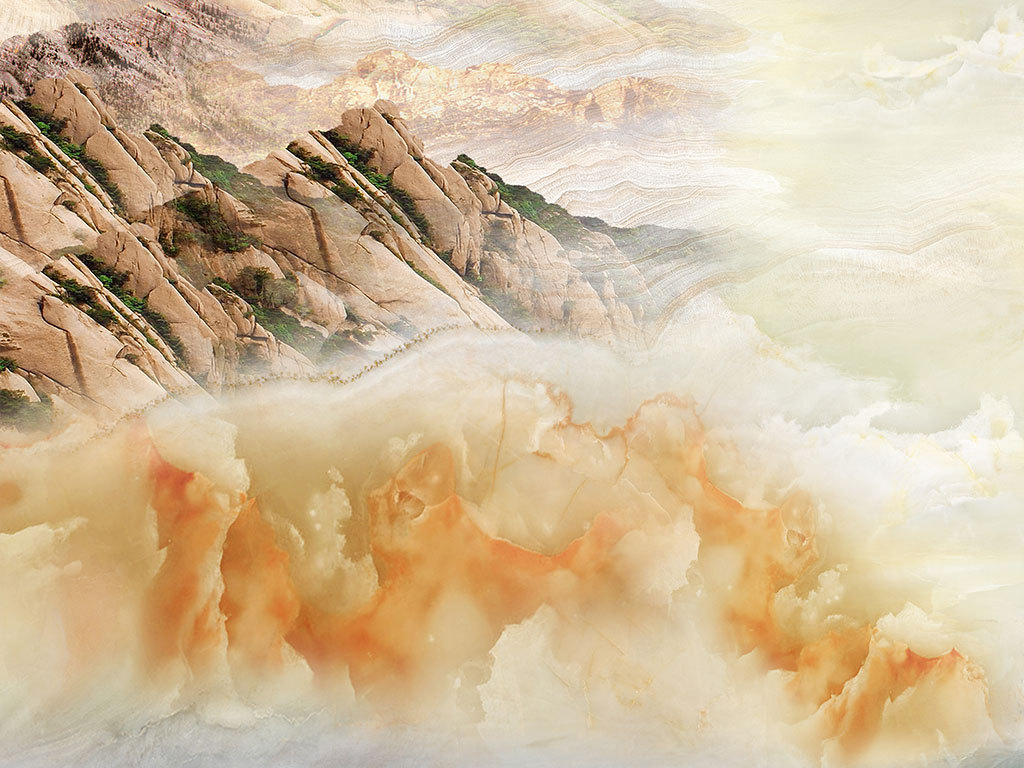 高清大气山水大理石纹玉石玄关