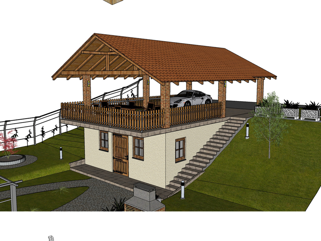 137款木屋茅草房su模型