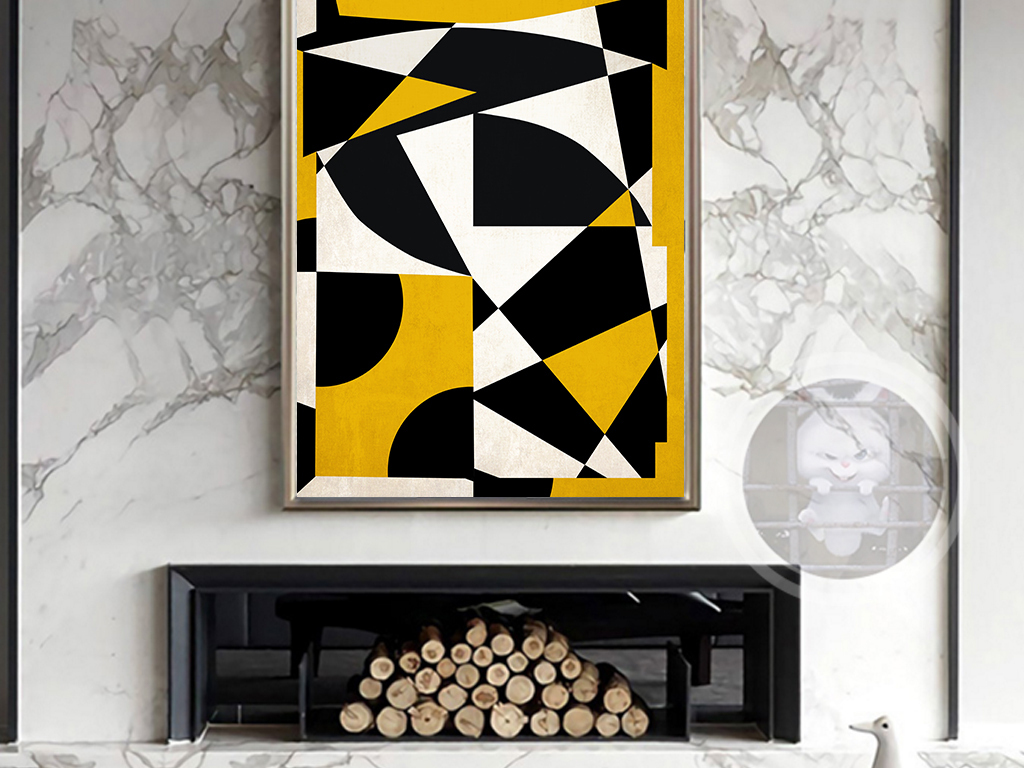 背景墙|装饰画 无框画 抽象图案无框画 > 现代欧式北欧几何黄色抽象