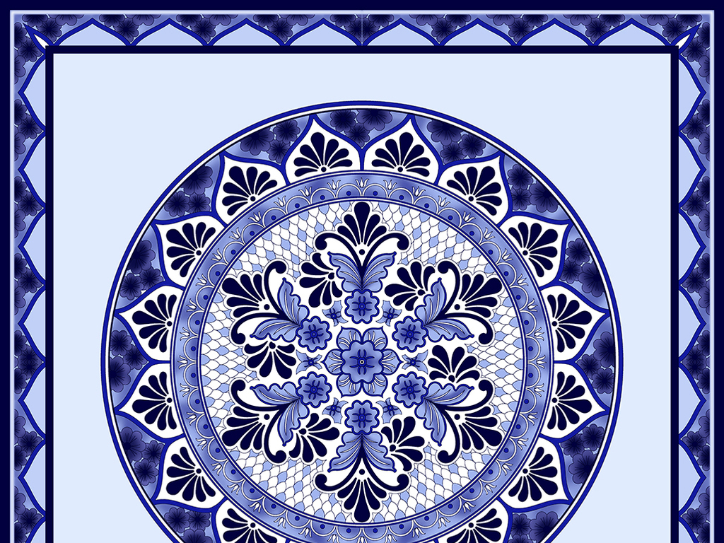 青花瓷花纹拼花