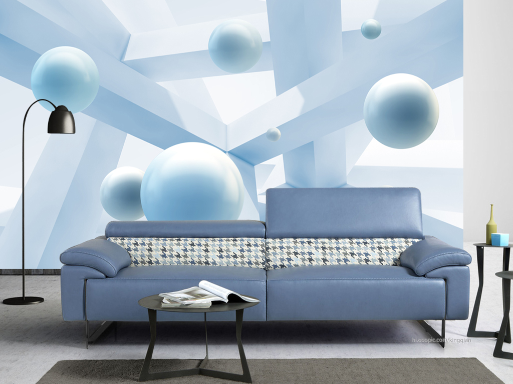 抽象建筑空间立体圆球3d背景墙